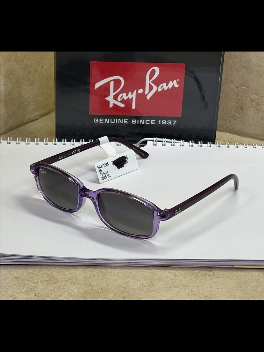 New Ray-Ban Kids RJ9132S 7199/11 Transparent Polished Violet Sunglasses